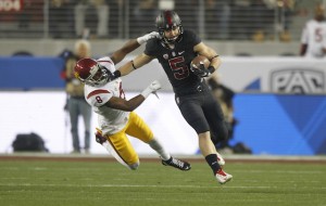 Stanford's Christian McCaffrey's 3,496 all-purpose yards are a new NCAA record. (courtesy cbssports.com)