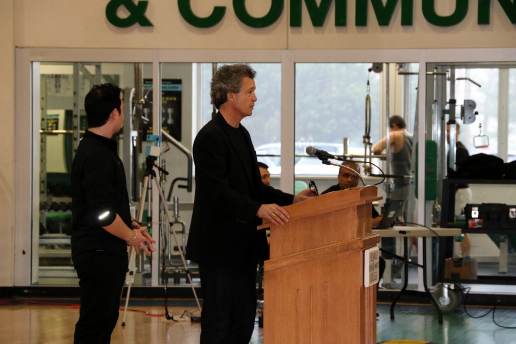 Mark Ryan addressing the crowd at Delaware Tech