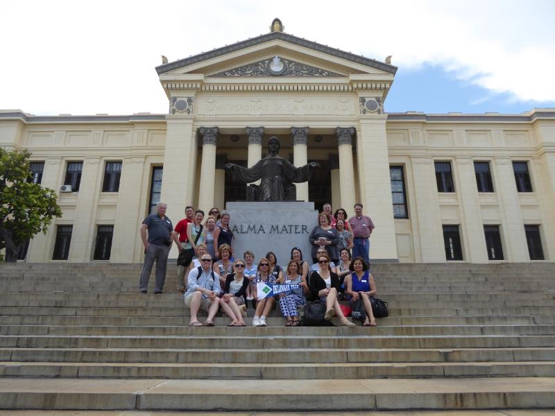 The Delaware Tech group at the University of Havana (Photo: Mark Swarbrick, Automotive Department Chairperson from the Owens Campus)