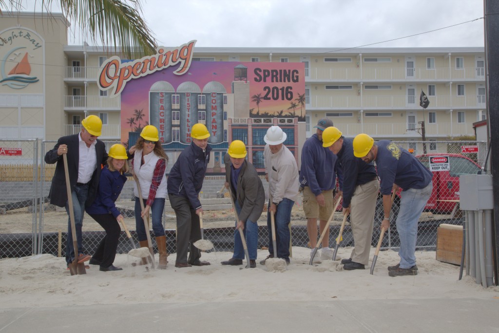 From the left in the photos: Founder Leighton Moore, Maryland Delegate Mary Beth Carozza, Rebecca Moore, Senator Jim Mathias, Project Achitect Keith Iott, Project Manager Rob Tinus, Seacrets General Manager Scott Studs, Seacrets Vice President and CEO Gary Figgs, Seacrets Assistant General Manager DJ Shirk. (Photo: Seacrets)